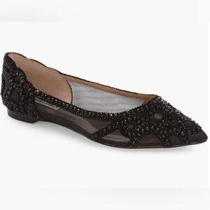 NEW Badgley Mischka Gigi Crystal Pointed Toe  Flat - Black - Size 13